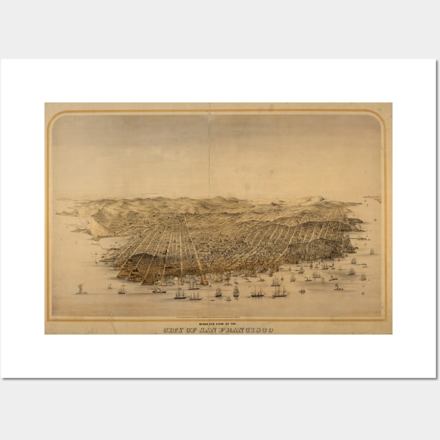 Vintage Pictorial Map of San Francisco (1868) Wall Art by Bravuramedia